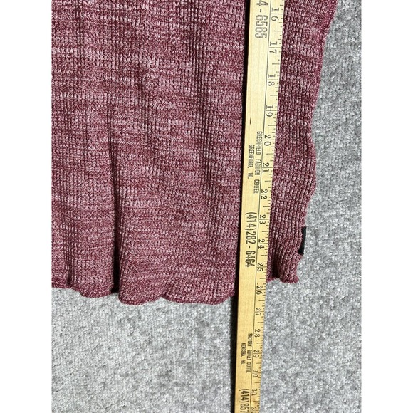 Express Waffle Knit Shirt Mens Medium Long Sleeve Crew Neck Red Gray Cotton - Picture 7 of 8